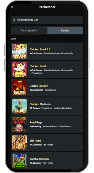 Interface du jeu Chicken Road 2