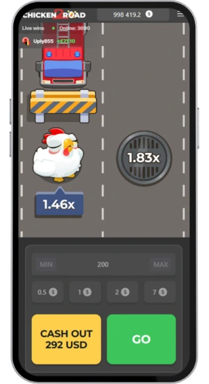 Poulet face à camion InOut